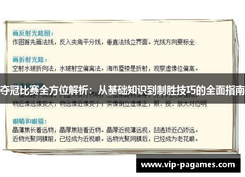 夺冠比赛全方位解析：从基础知识到制胜技巧的全面指南